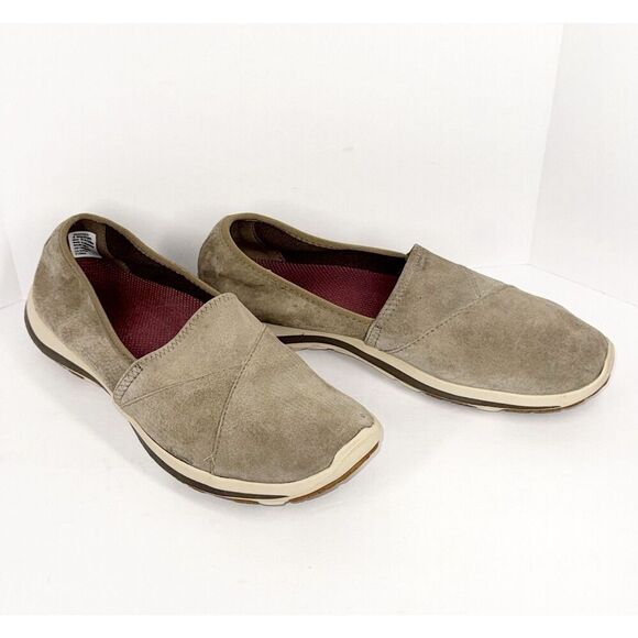 LL Bean Slip On Shoes Back Cove Stretch Nubuck Leather Comfort Outdoor Beige 8 - Picture 5 of 13